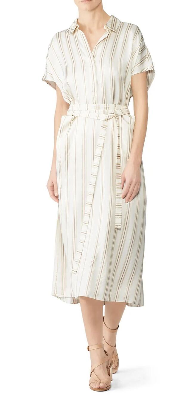 Co Ivory Striped Shirtdress Dress S